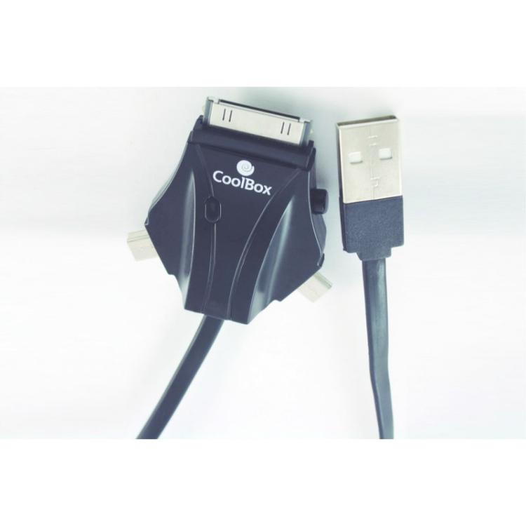 CoolBox - ACD 301 cable USB 1 m microUSB/miniUSB/Apple iPhone Negro