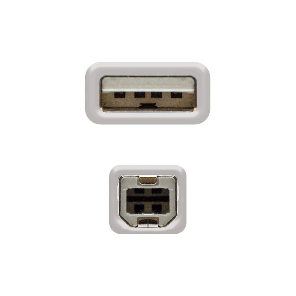 Nanocable - CABLE USB 2.0 IMPRESORA, TIPO A/M-B/M, BEIGE, 1.0 M