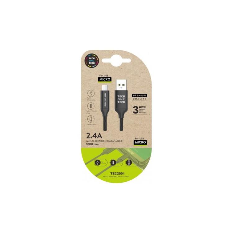 TECH ONE TECH - TEC2001 cable USB 1 m USB A Micro-USB B Negro
