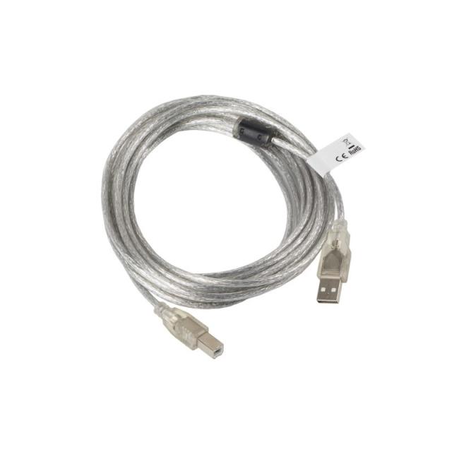 Lanberg - CA-USBA-12CC-0050-TR cable USB USB 2.0 5 m USB B Transparente