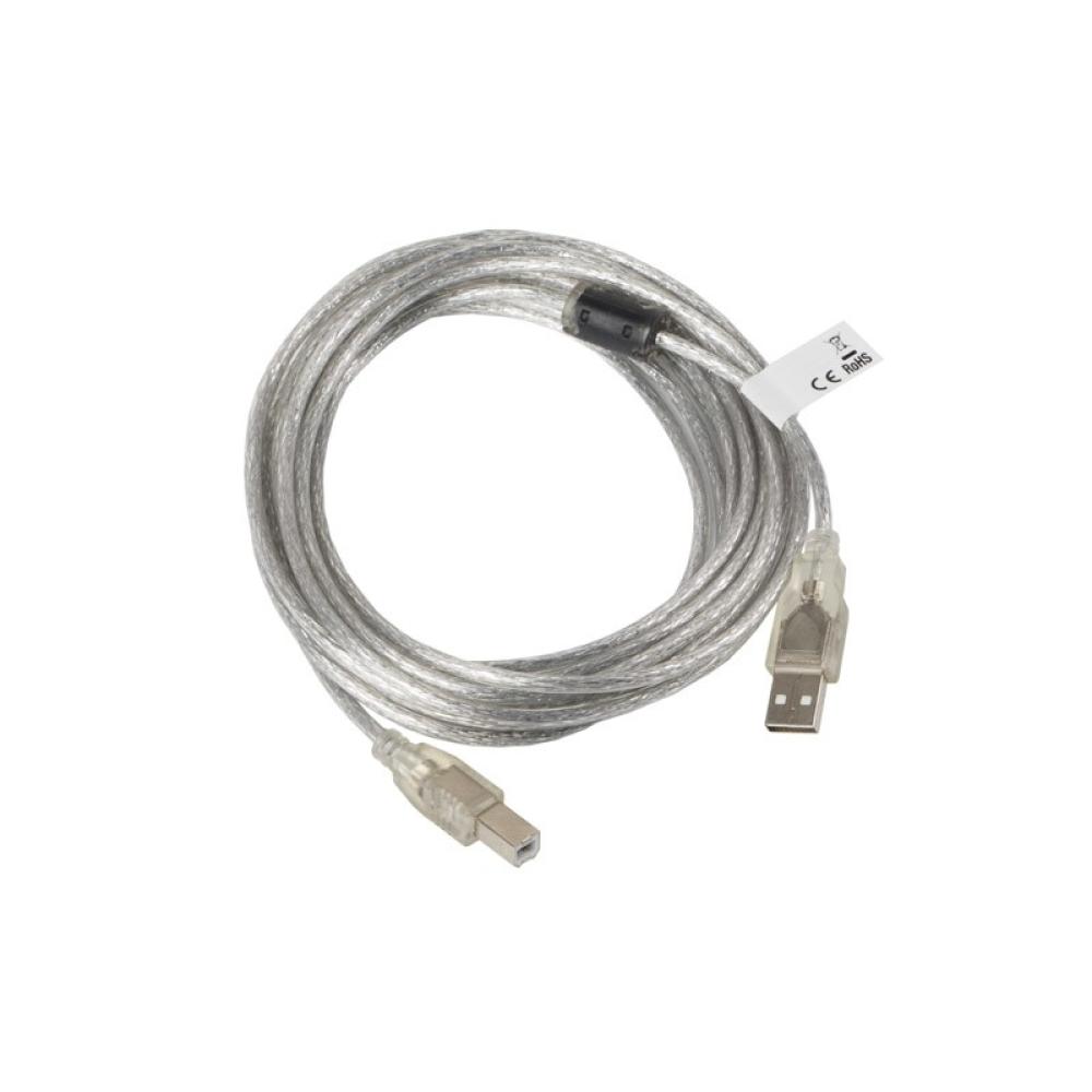 Lanberg - CA-USBA-12CC-0050-TR cable USB USB 2.0 5 m USB B Transparente