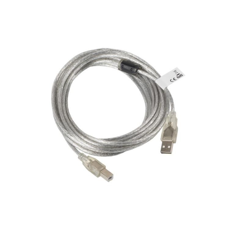 Lanberg - CA-USBA-12CC-0050-TR cable USB USB 2.0 5 m USB B Transparente