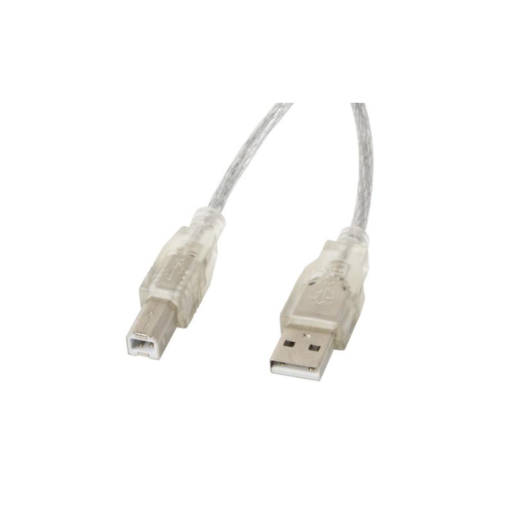Lanberg - CA-USBA-12CC-0050-TR cable USB USB 2.0 5 m USB B Transparente