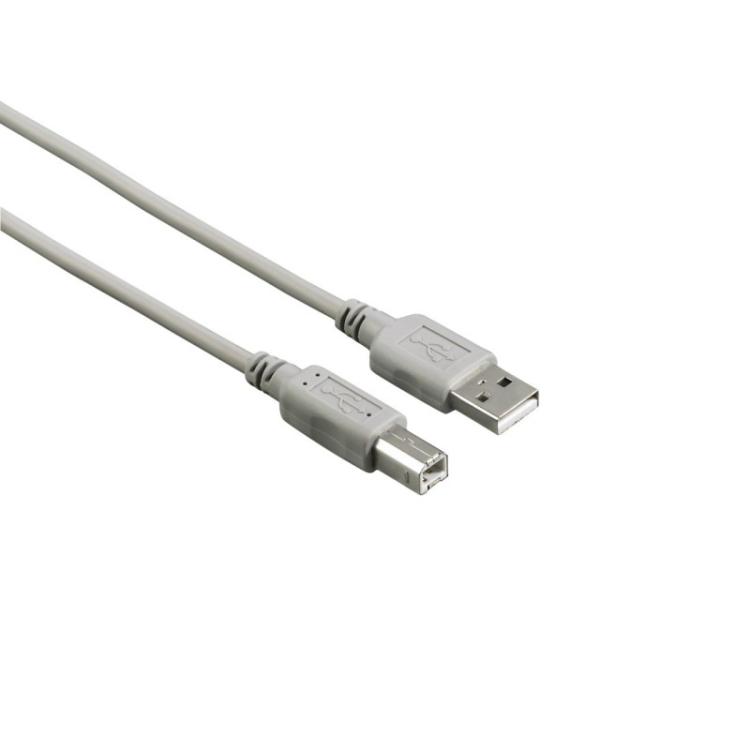 Hama - Cable para PC de USB A a USB B, 2.0, 480MBs, 1,5m S/B, Color gris