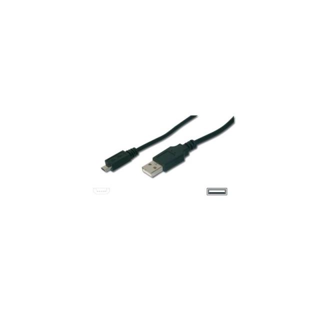 Digitus - Cable de conexión USB-A - Micro-B, 1,8 m - AK-300127-018-S