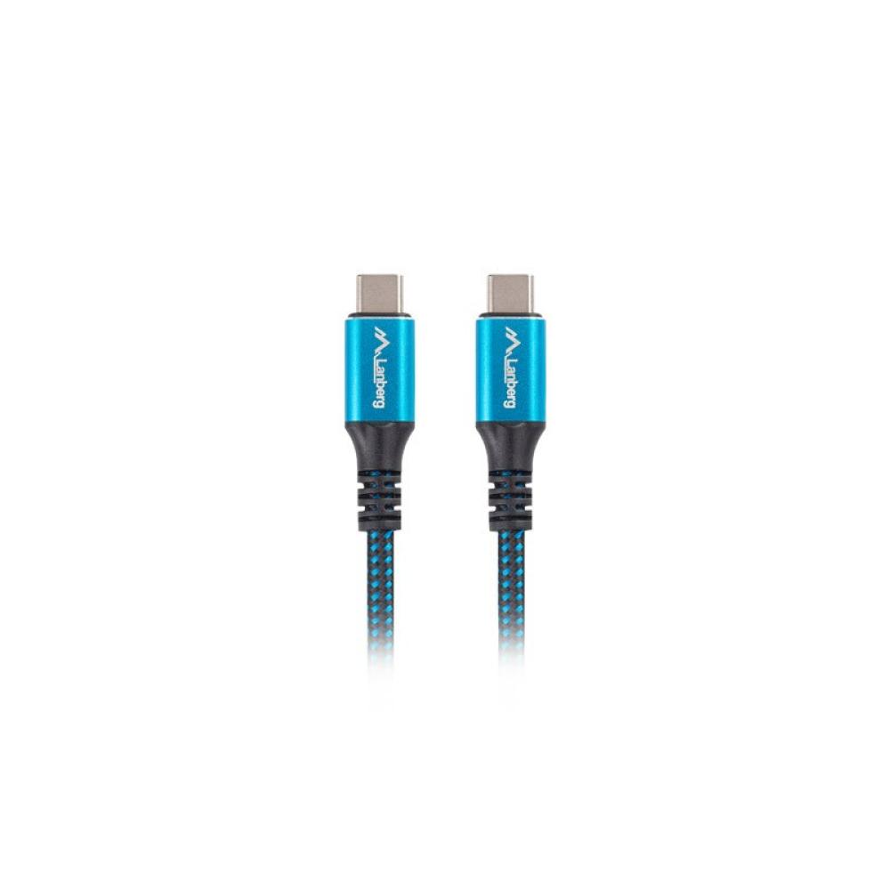 Lanberg - CA-CMCM-45CU-0012-BK cable USB 0,12 m USB4 Gen 2x2 USB C Negro, Azul