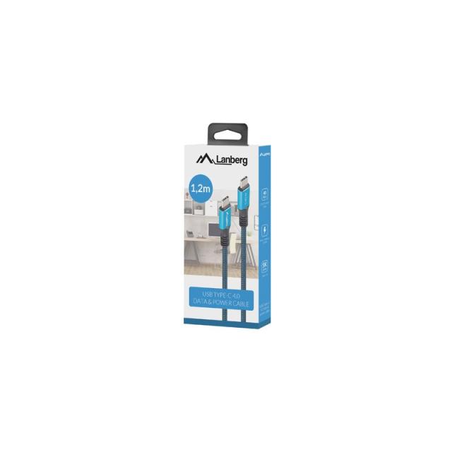 Lanberg - CA-CMCM-45CU-0012-BK cable USB 0,12 m USB4 Gen 2x2 USB C Negro, Azul