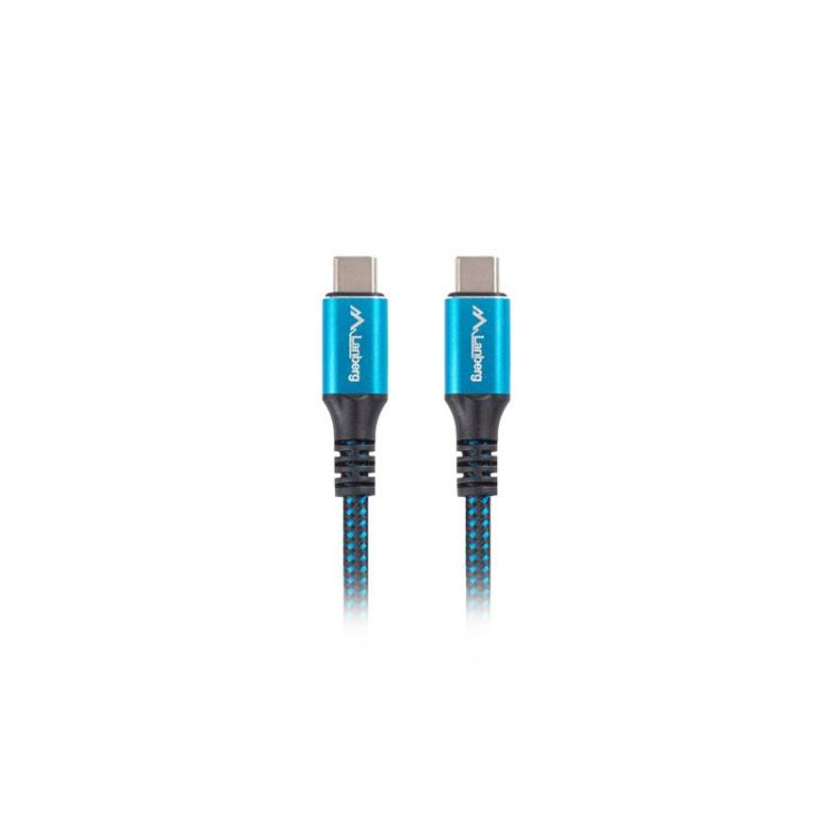 Lanberg - CA-CMCM-45CU-0005-BK cable USB USB4 Gen 2x2 0,5 m USB C Negro, Azul
