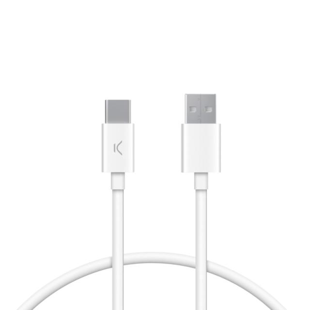 Ksix - Cable de carga y datos USB-A a USB-C 12 W, 1 m, Blanco
