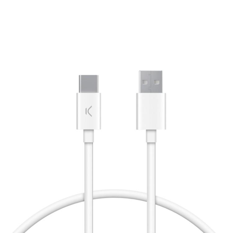 Ksix - Cable de carga y datos USB-A a USB-C 12 W, 1 m, Blanco