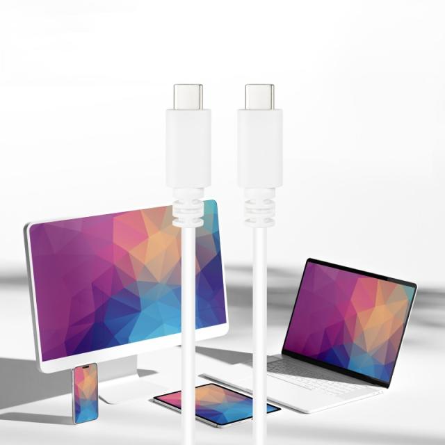 Nanocable - Cable USB 2.0 3A, tipo USB-C/M-USB-C/M, Blanco, 1 m