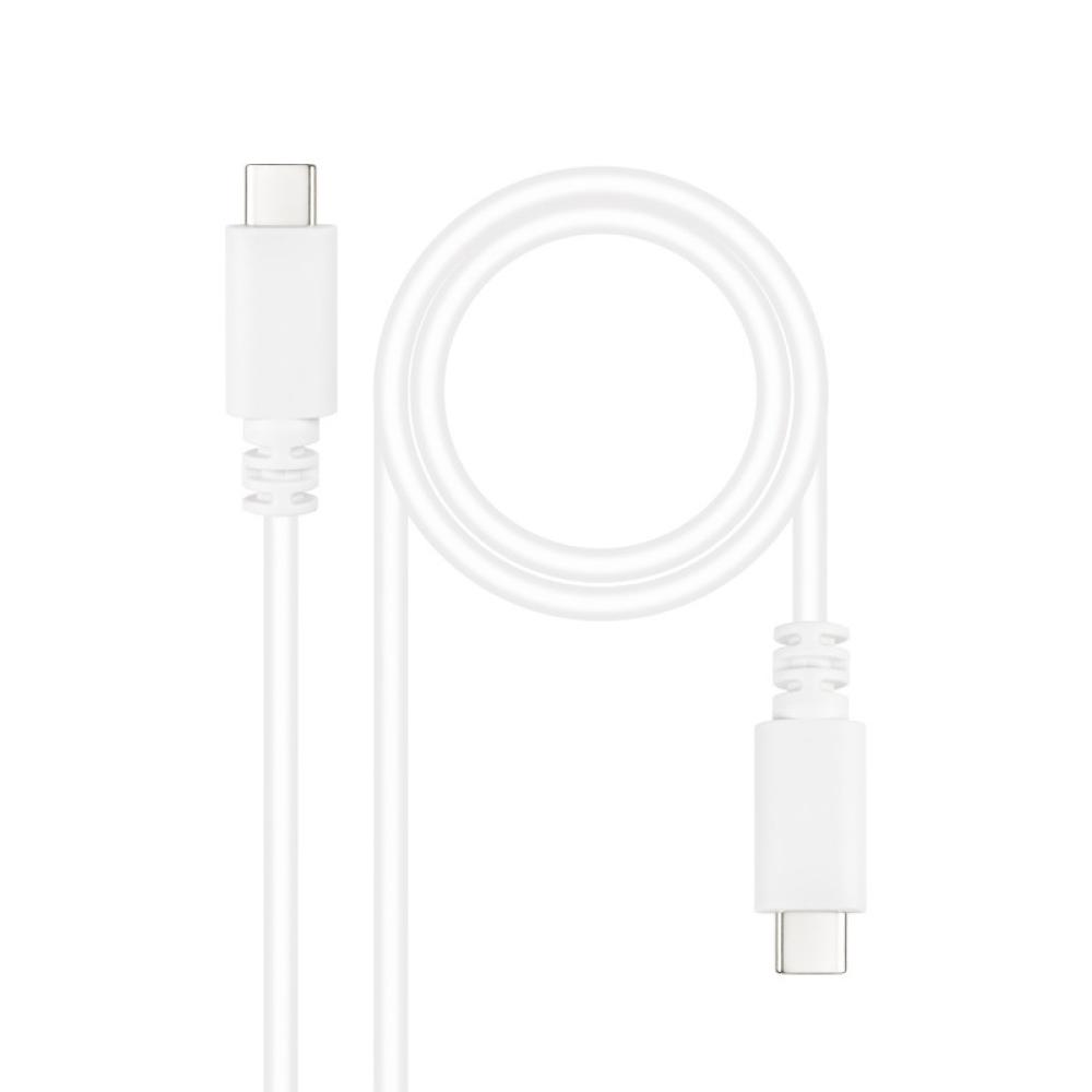 Nanocable - Cable USB 2.0 3A, tipo USB-C/M-USB-C/M, Blanco, 1 m