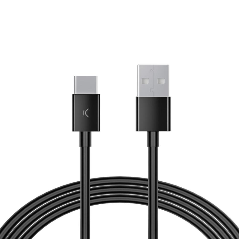 Ksix - Cable de carga y datos USB-A a USB-C 25 W, Carga rápida, 3 m, Negro