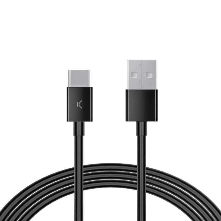 Ksix - Cable de carga y datos USB-A a USB-C 25 W, Carga rápida, 3 m, Negro