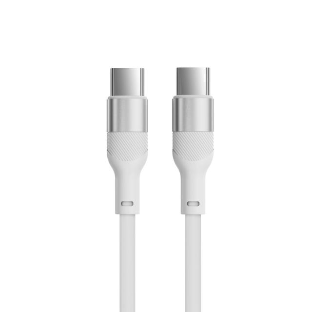 Ksix - Cable de carga y datos , 1m, USB-C a USB-C, Carga ultrarrápida 60W, Silicona, Puertos Aleación de aluminio, Blanco