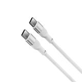 Ksix - Cable de carga y datos , 1m, USB-C a USB-C, Carga ultrarrápida 60W, Silicona, Puertos Aleación de aluminio, Blanco