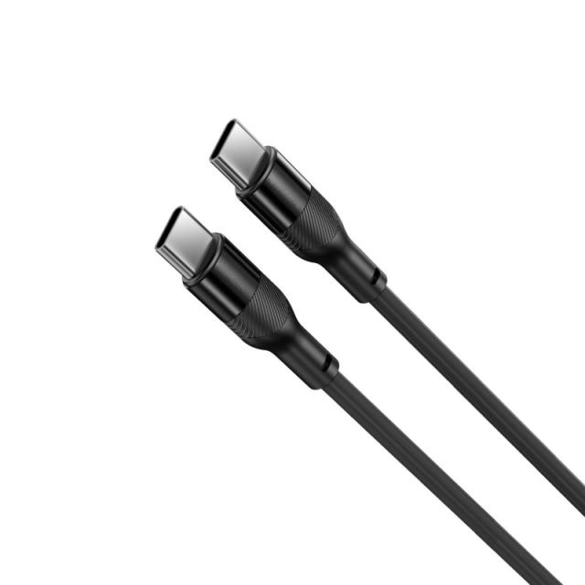 Ksix - Cable de carga y datos , 1m, USB-C a USB-C, Carga ultrarrápida 60W, Silicona, Puertos Aleación de aluminio, Negro