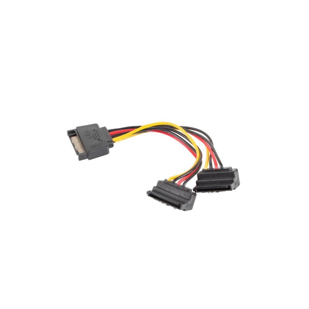 Lanberg - CA-SASA-10CU-0015 cable de SATA 0,15 m SATA de 15 pines 2 x SATA de 15 pines Negro, Rojo, Amarillo