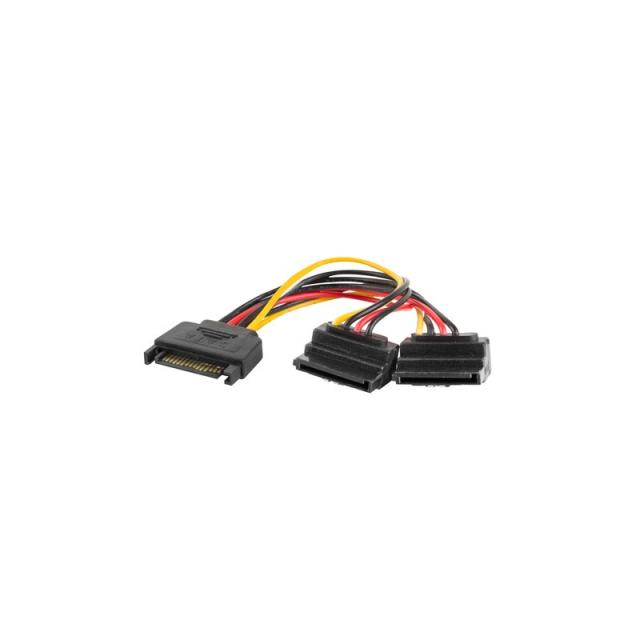 Lanberg - CA-SASA-10CU-0015 cable de SATA 0,15 m SATA de 15 pines 2 x SATA de 15 pines Negro, Rojo, Amarillo