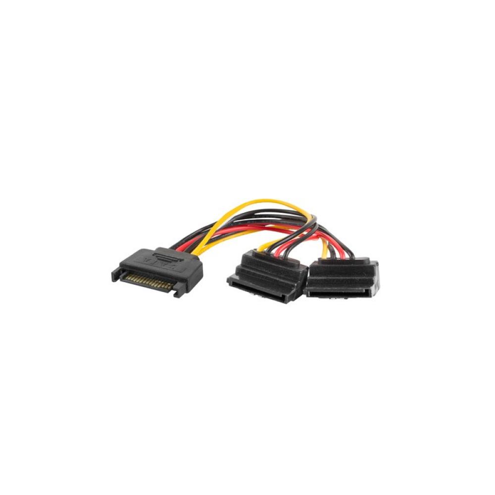 Lanberg - CA-SASA-10CU-0015 cable de SATA 0,15 m SATA de 15 pines 2 x SATA de 15 pines Negro, Rojo, Amarillo