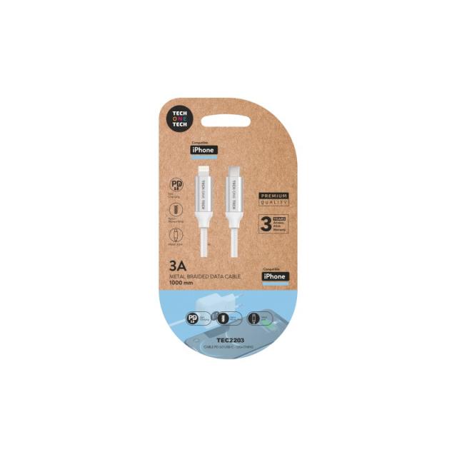 TECH ONE TECH - TEC2203 cable de conector Lightning 1 m Blanco