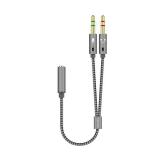 AISENS - Cable Adaptador Audio Jack 3.5 4pines/H-2xjack 3.5 3pines/M, Gris, 25cm