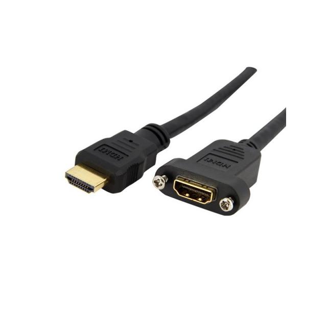 StarTech.com - Cable Adaptador de 0,9m HDMI Hembra a Macho, Cable HDMI de Alta Velocidad 4K de Montaje en Panel, HDMI UHD 4K 30H