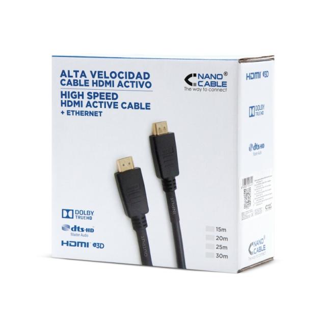 Nanocable - CABLE HDMI V1.4 (ALTA VELOCIDAD / HEC) CON REPETIDOR, A/M-A/M, 15 M