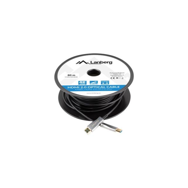 Lanberg - CA-HDMI-20FB-0800-BK cable HDMI 80 m HDMI tipo A (Estándar) Negro, Plata