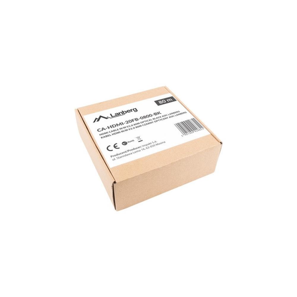 Lanberg - CA-HDMI-20FB-0800-BK cable HDMI 80 m HDMI tipo A (Estándar) Negro, Plata