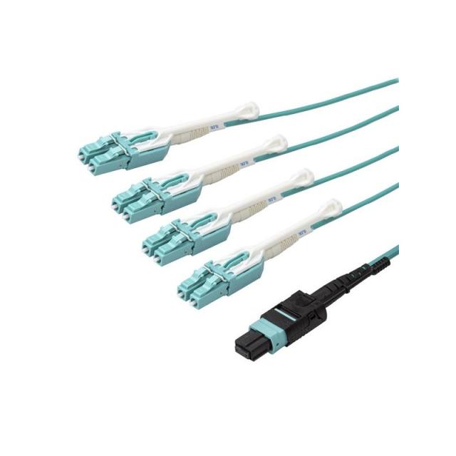 StarTech.com - Cable de 1m de Fibra Óptica Dúplex Multimodo MTP(F)/PC a 4x LC/PC Multiconector OM3 - OFNP - Tipo A 8F - 50/125µm
