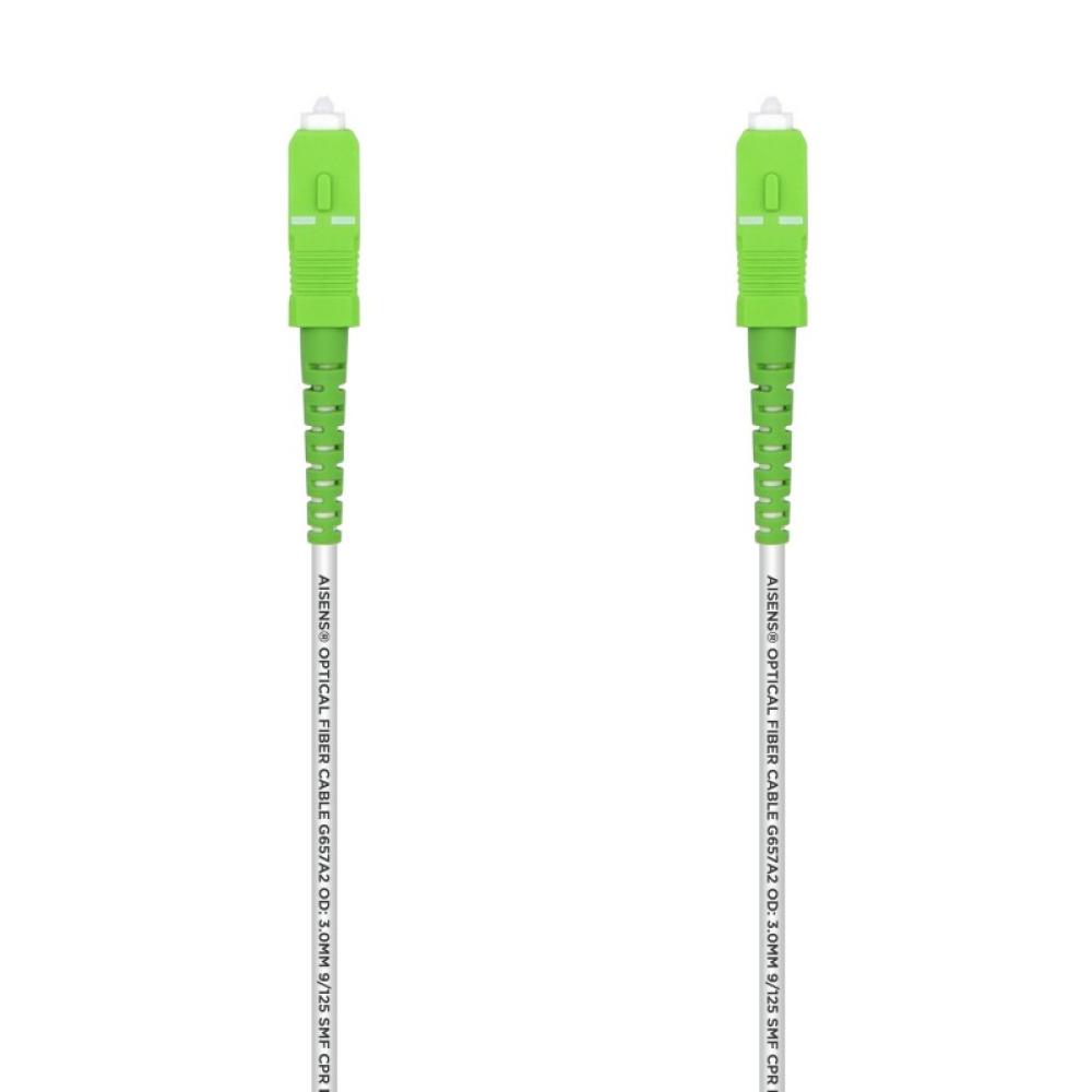 AISENS - Cable Fibra Óptica Latiguillo G657A2 3.0 9/125 SMF Simplex CPR DCA LSZH, SC/APC-SC/APC, Blanco, 50 m