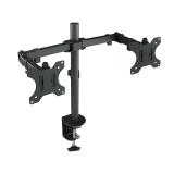TooQ - Soporte de Mesa Giratorio e Inclinable para 2 Pantallas (Monitor / TV Plasma / LCD / LED) 13” – 32”, de Dos Brazos, Negro