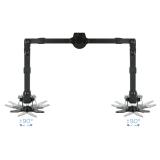 TooQ - Soporte de Mesa Giratorio e Inclinable para 2 Pantallas (Monitor / TV Plasma / LCD / LED) 13” – 32”, de Dos Brazos, Negro