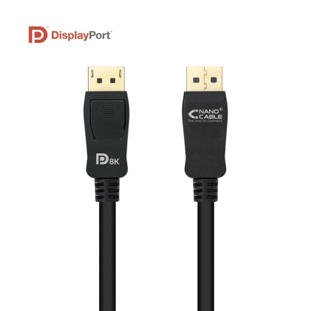 Nanocable - Cable DISPLAYPORT 1.4 CERTIFICADO VESA, DP/M – DP/M, Negro, 1.5 m