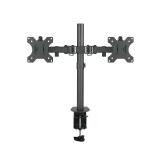 TooQ - Soporte de Mesa Giratorio e Inclinable para 2 Pantallas (Monitor / TV Plasma / LCD / LED) 13” – 32”, de Dos Brazos, Negro