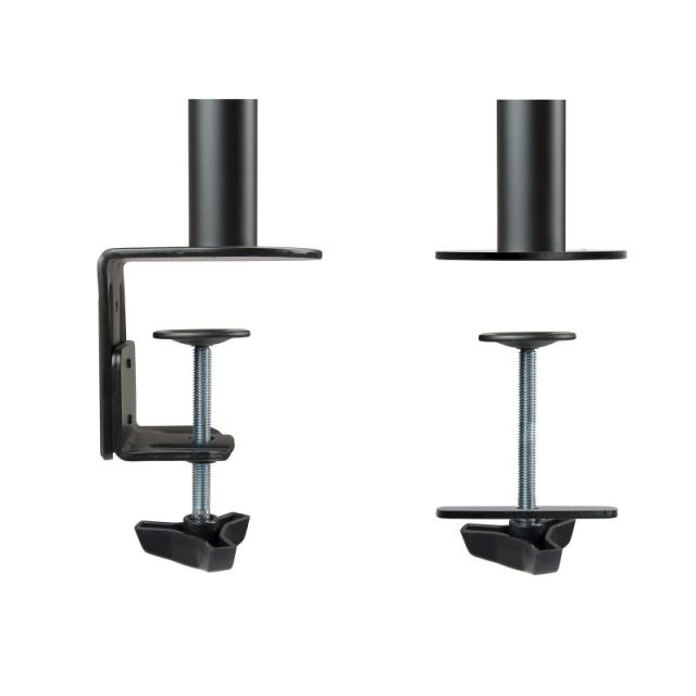 TooQ - Soporte de Mesa Giratorio e Inclinable para 2 Pantallas (Monitor / TV Plasma / LCD / LED) 13” – 32”, de Dos Brazos, Negro