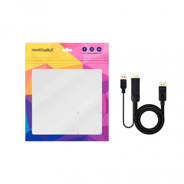 Nanocable - Cable Conversor HDMI 2.0 a DisplayPort V1.2, 1.8 m, Negro