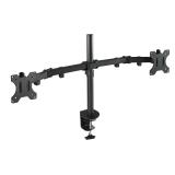 TooQ - Soporte de Mesa Giratorio e Inclinable para 2 Pantallas (Monitor / TV Plasma / LCD / LED) 13” – 32”, de Dos Brazos, Negro