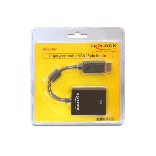 DeLOCK - 61848 adaptador de cable de vídeo 0,125 m VGA (D-Sub) DisplayPort Negro