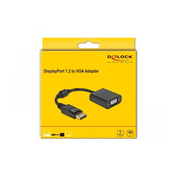 DeLOCK - Adaptador DisplayPort 1.2 macho a VGA hembra negro