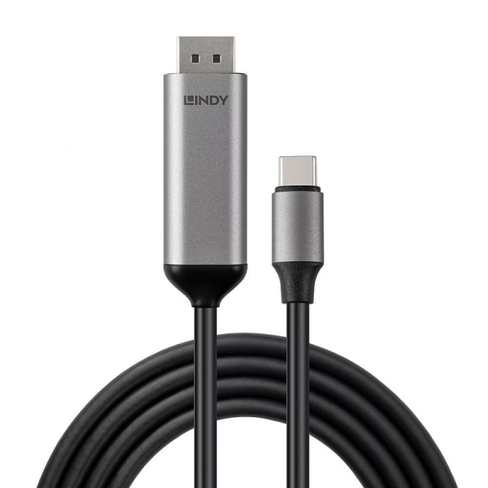 Lindy - 43504 adaptador de cable de vídeo 2 m USB Tipo C DisplayPort Gris