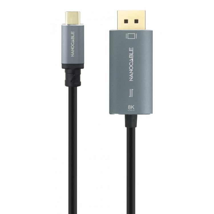 Nanocable - 10.15.5022 adaptador de cable de vídeo 2 m USB Tipo C DisplayPort Negro