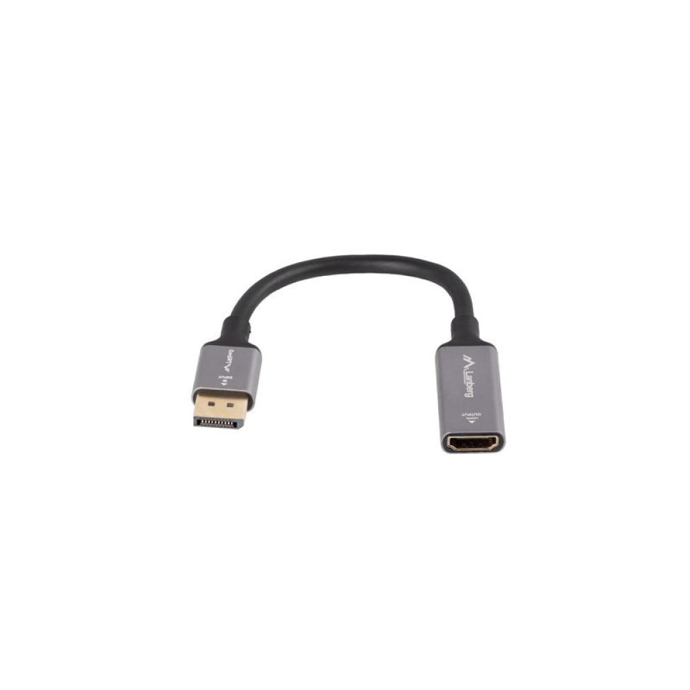 Lanberg - AD-DP-HD-02 adaptador de cable de vídeo 0,2 m DisplayPort HDMI Plata