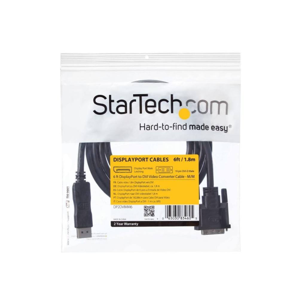 StarTech.com - Cable de 1,8m DisplayPort a DVI - Cable Adaptador DisplayPort a DVI DVI-D Monoenlace de Vídeo 1080p - Cable de DP