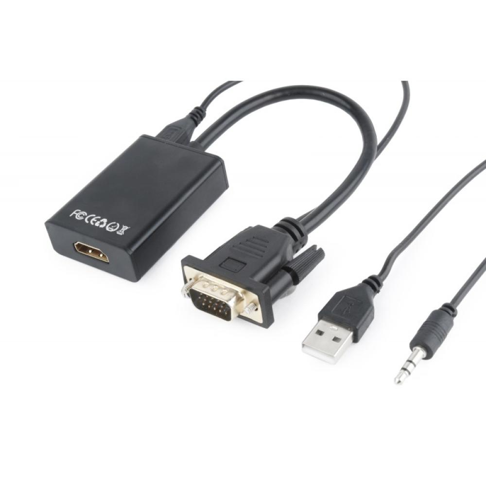 Gembird - A-VGA-HDMI-01 adaptador de cable de vídeo 0,15 m HDMI tipo A (Estándar) VGA (D-Sub) Negro