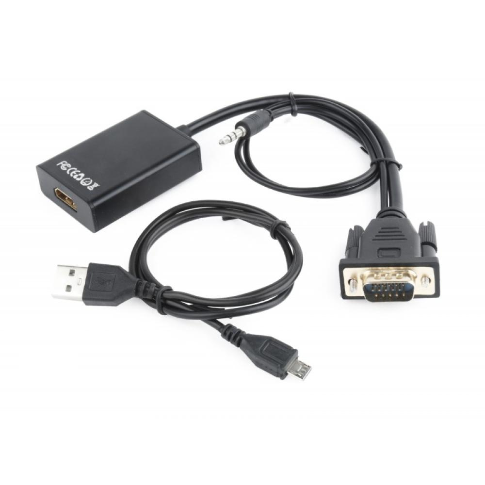 Gembird - A-VGA-HDMI-01 adaptador de cable de vídeo 0,15 m HDMI tipo A (Estándar) VGA (D-Sub) Negro