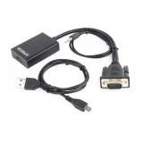Gembird - A-VGA-HDMI-01 adaptador de cable de vídeo 0,15 m HDMI tipo A (Estándar) VGA (D-Sub) Negro