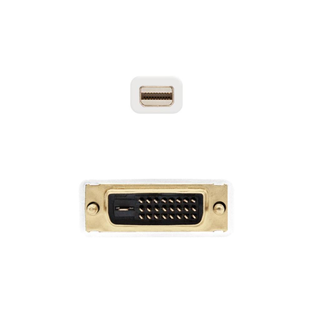 Nanocable - Cable conversor Mini DP a DVI, Mini DP/M - DVI/M, Blanco, 5.0 M
