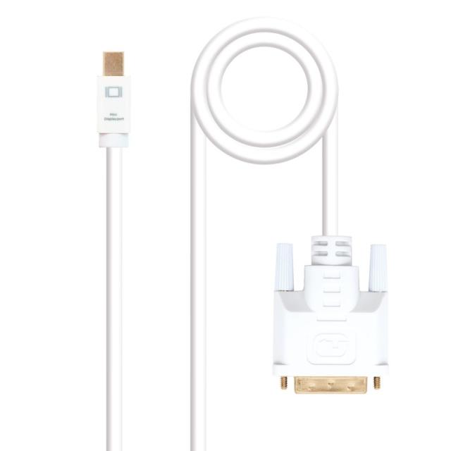 Nanocable - Cable conversor Mini DP a DVI, Mini DP/M - DVI/M, Blanco, 5.0 M